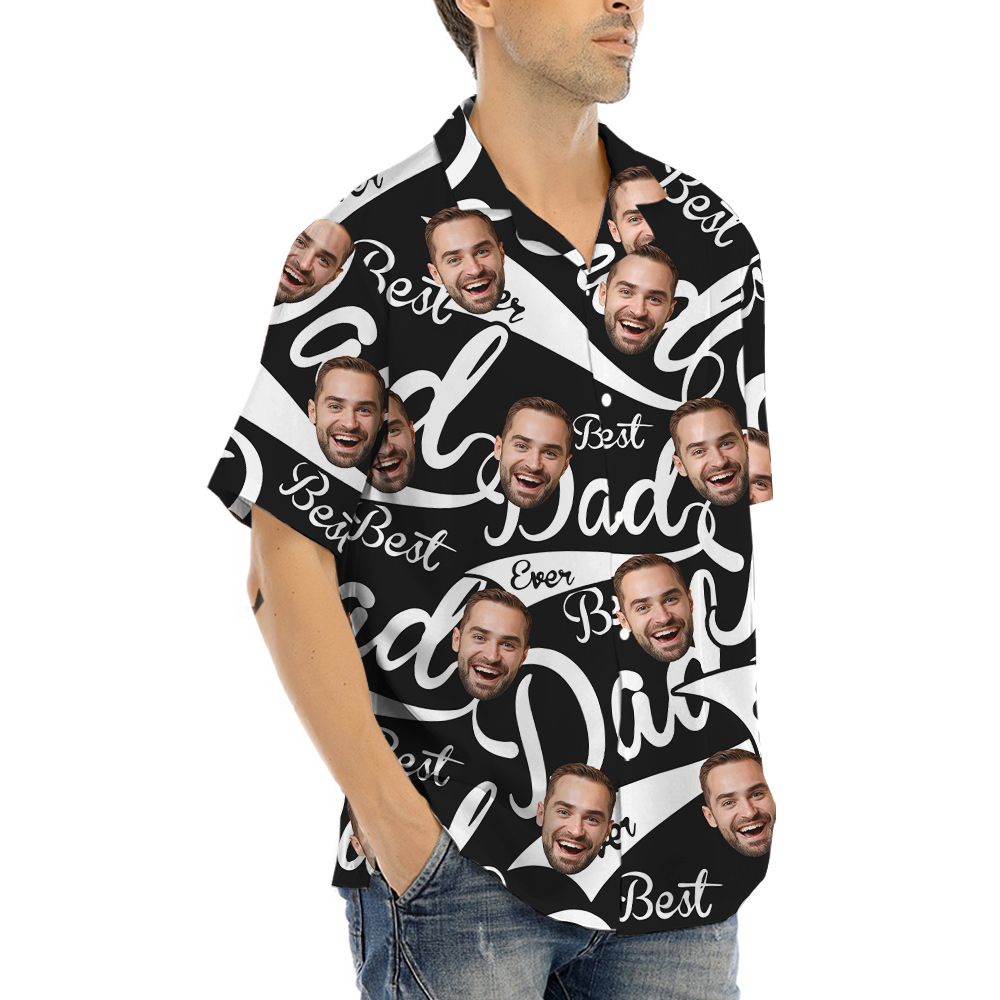 Funny Custom Face Best Dad Ever Hawaiian Button Up Shirt