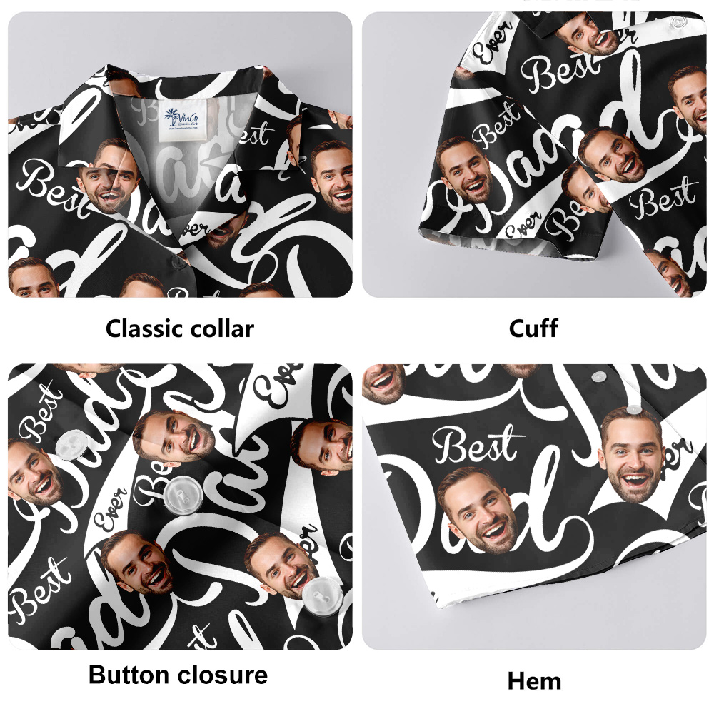 Funny Custom Face Best Dad Ever Hawaiian Button Up Shirt