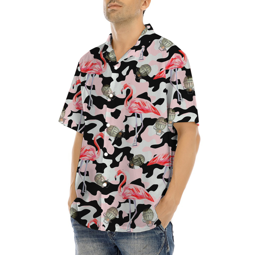 Grenade Flamingo Camouflage Hawaiian Shirt