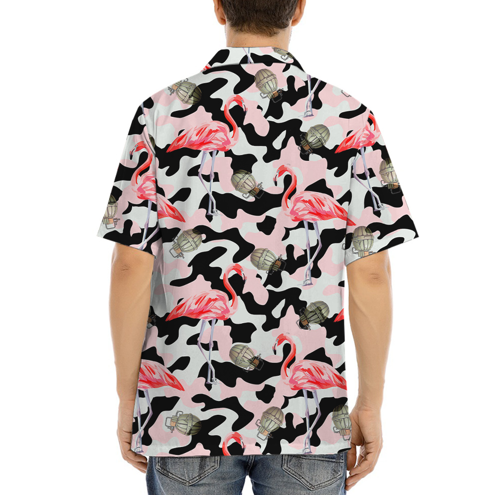 Grenade Flamingo Camouflage Hawaiian Shirt