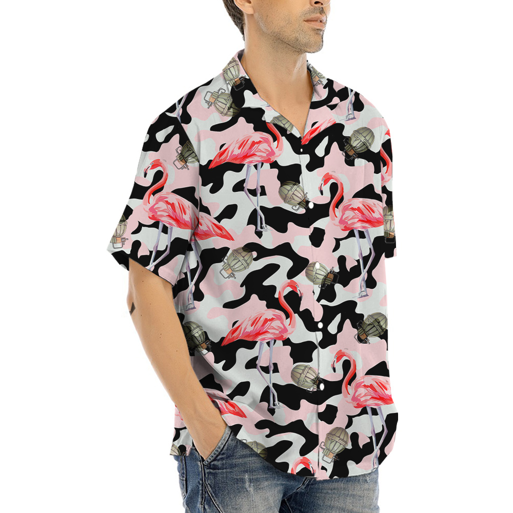 Grenade Flamingo Camouflage Hawaiian Shirt