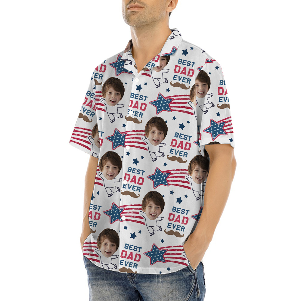 Funny Best Dad Ever Custom Kids Face Hawaiian Shirt