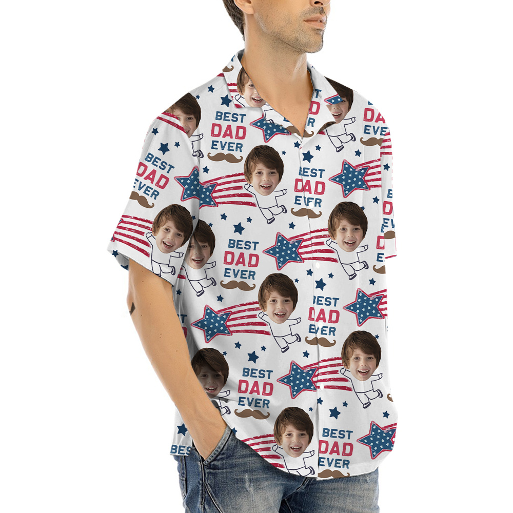 Funny Best Dad Ever Custom Kids Face Hawaiian Shirt