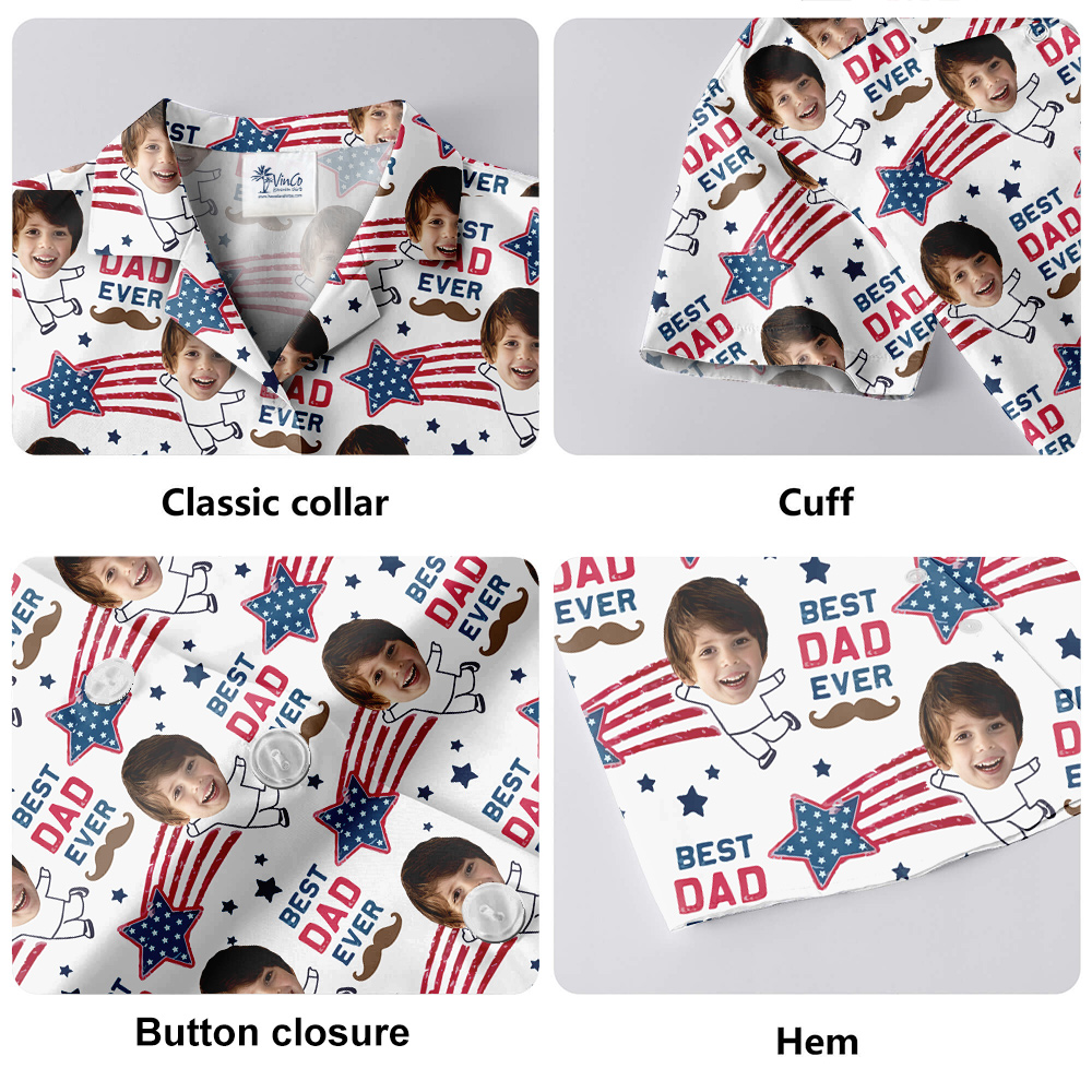 Funny Best Dad Ever Custom Kids Face Hawaiian Shirt