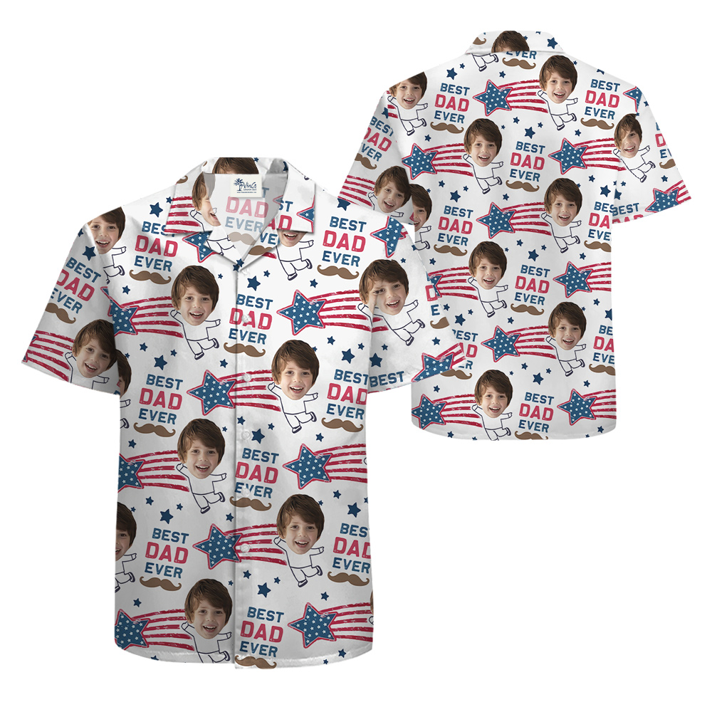 Funny Best Dad Ever Custom Kids Face Hawaiian Shirt