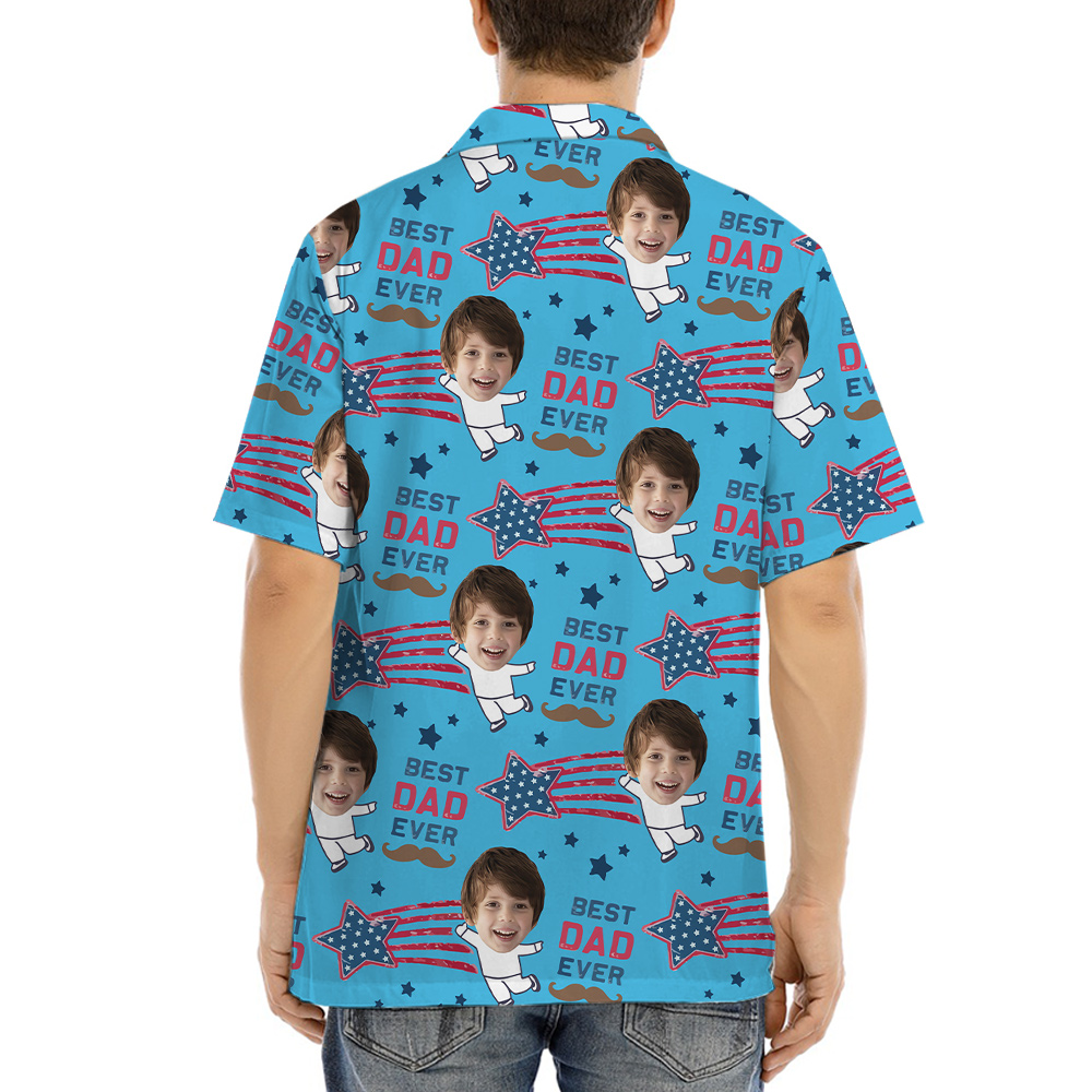 Funny Custom Kids Face Best Dad Ever Hawaiian Shirt