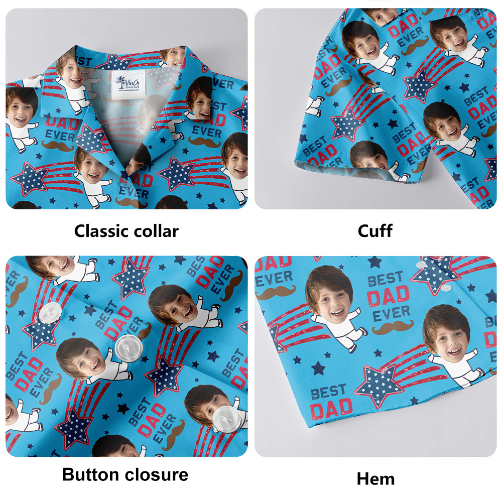 Funny Custom Kids Face Best Dad Ever Hawaiian Shirt