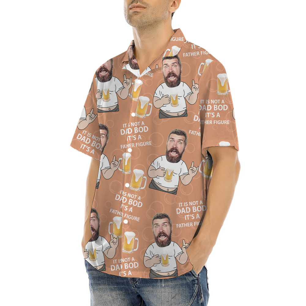 Funny Custom Face Dad Drinking Beer Hawaiian Shirt