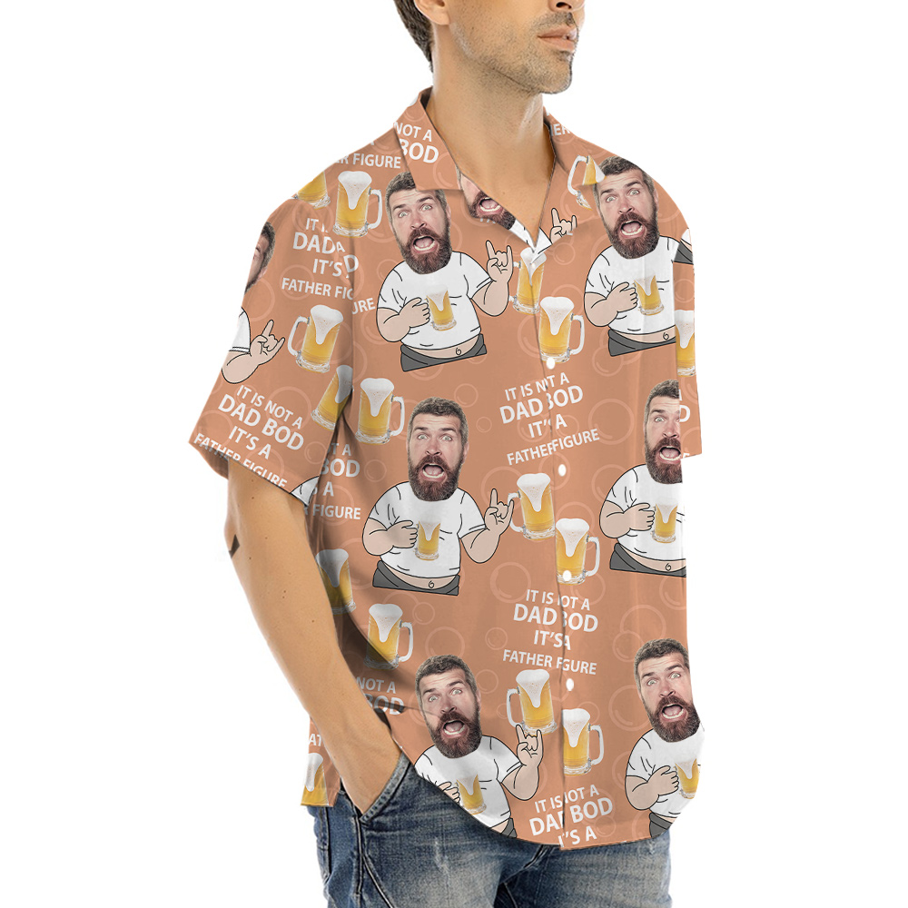 Funny Custom Face Dad Drinking Beer Hawaiian Shirt
