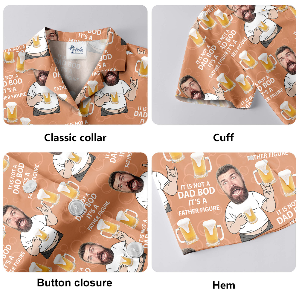 Funny Custom Face Dad Drinking Beer Hawaiian Shirt