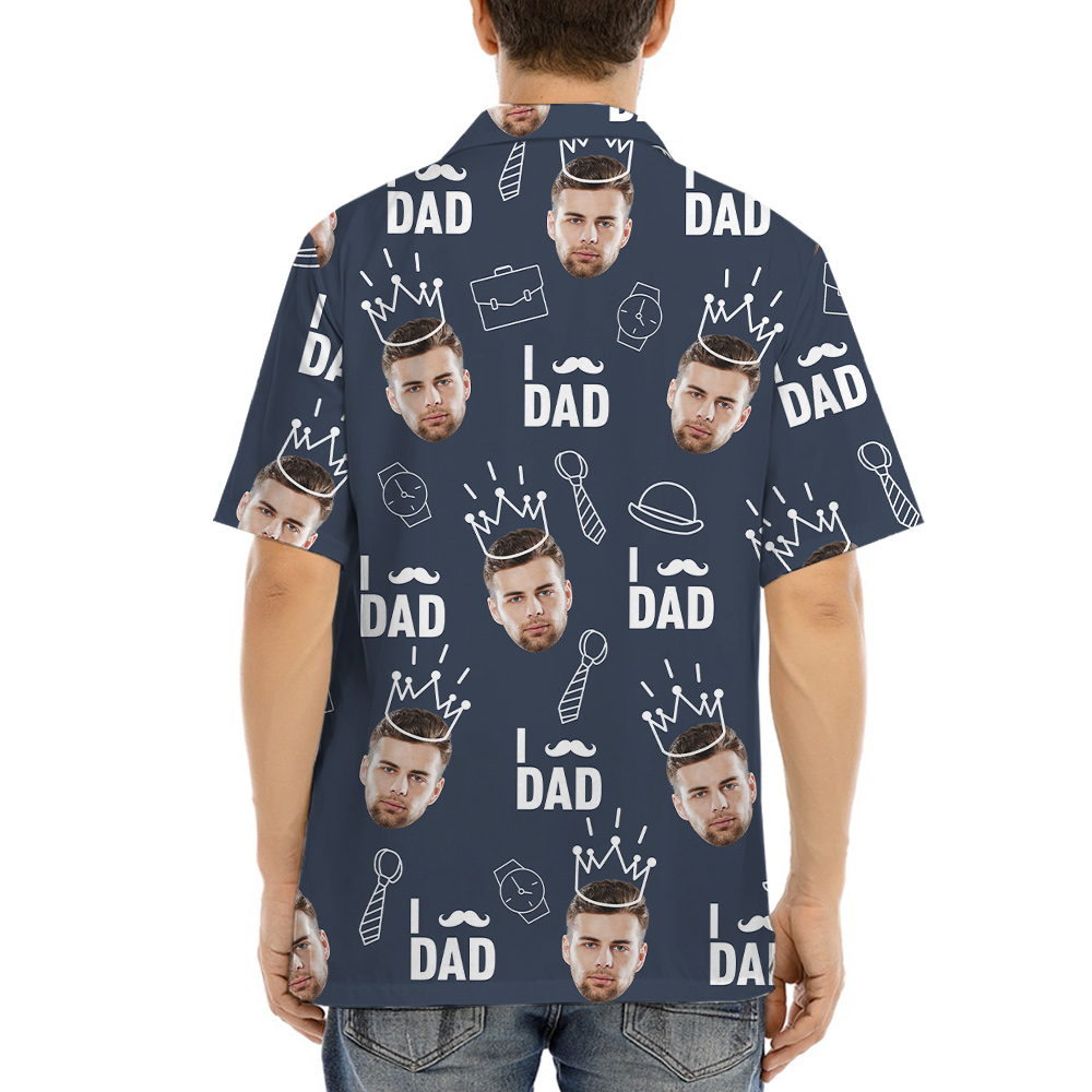 Father's Day Gift Ideas Navy Hawaiian Shirt With Custom Face