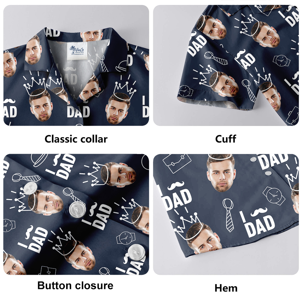Father's Day Gift Ideas Navy Hawaiian Shirt With Custom Face