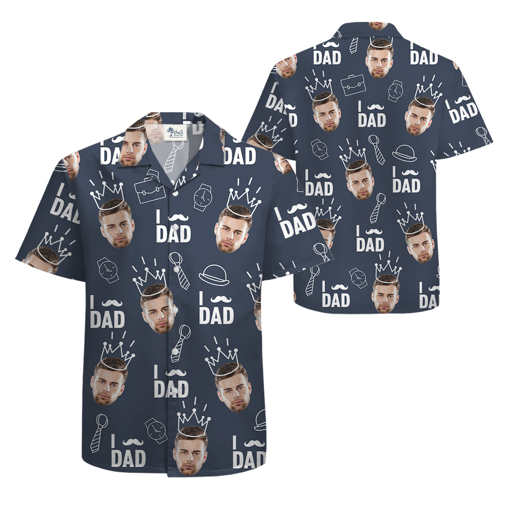 Father's Day Gift Ideas Navy Hawaiian Shirt With Custom Face