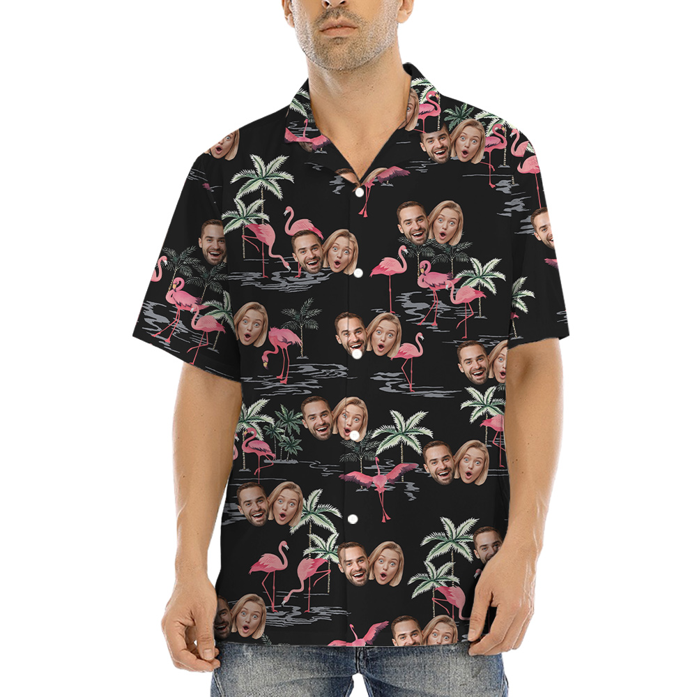 Tropical Custom Couple Faces Bula Shirts - variant image 1