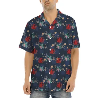 Octopus Ocean Hawaiian Shirt For Men Navy