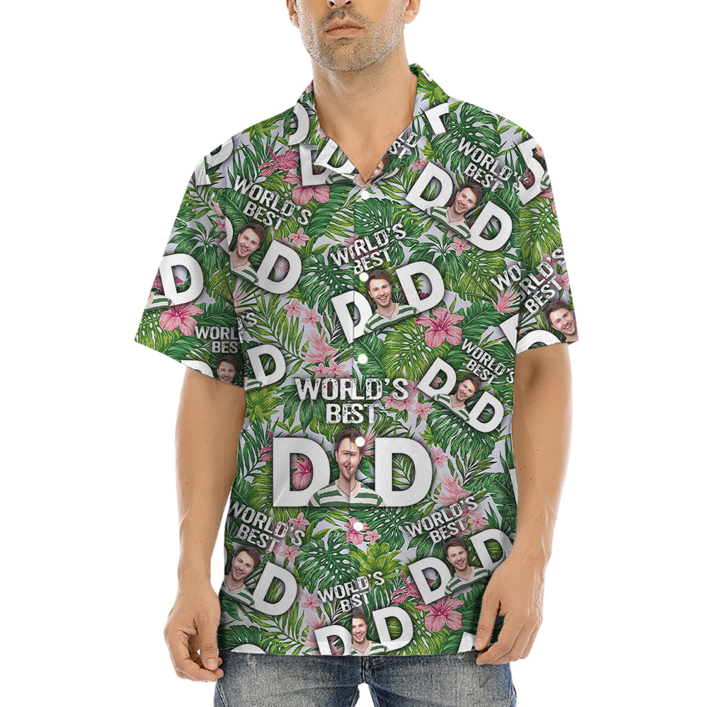 World's Best Dad Custom Face Tropical Hawaiian Shirt - variant image 1