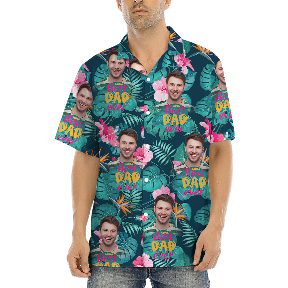 Father's Day Gift Best Dad Ever Custom Face Hawaiian Shirt - variant image 1