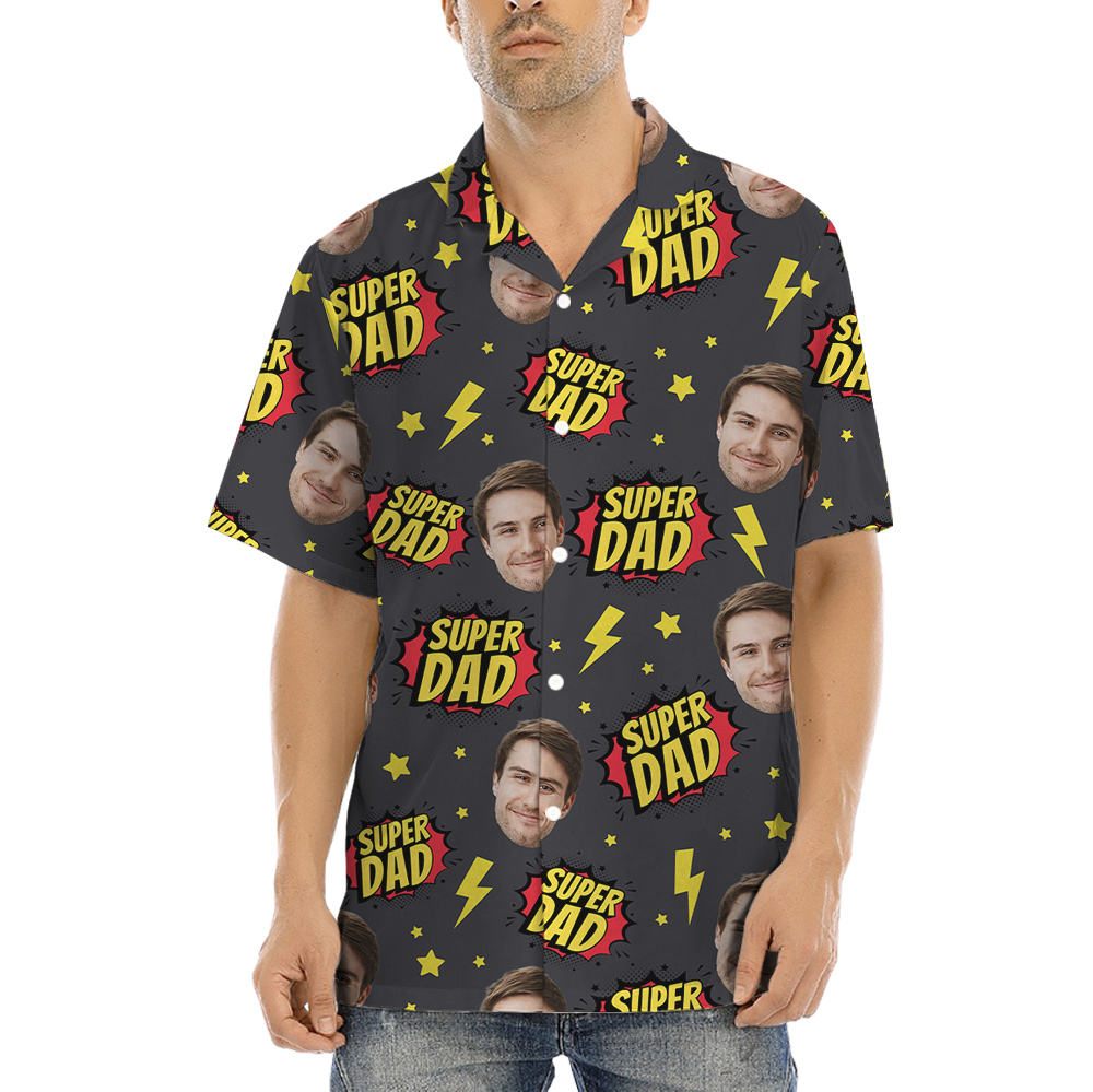 Father's Day Gift Super Dad Custom Face Hawaiian Shirt - variant image 1