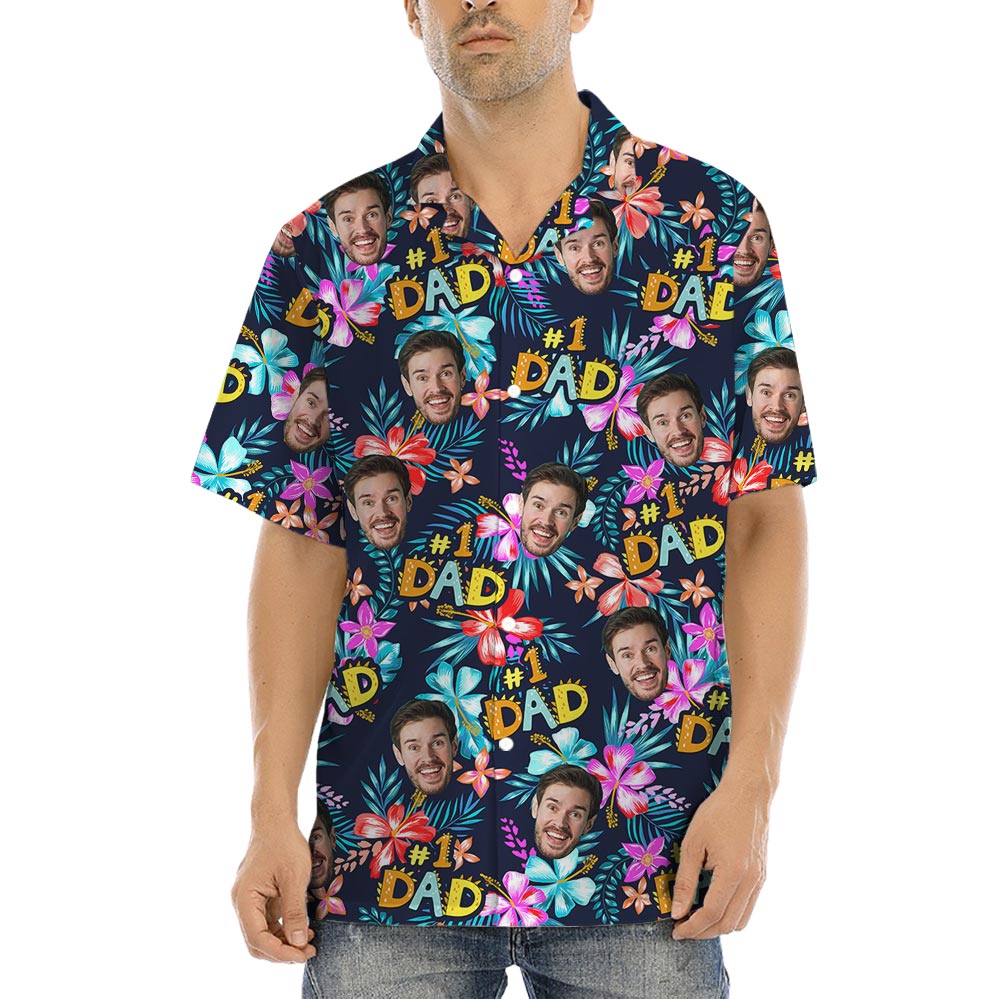 Daddy Number One Personalized Hawaiian Shirt With Faces - variant image 1
