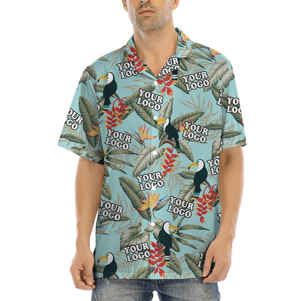 Toucan Blue Custom Logo Aloha Shirt For Men - variant image 1