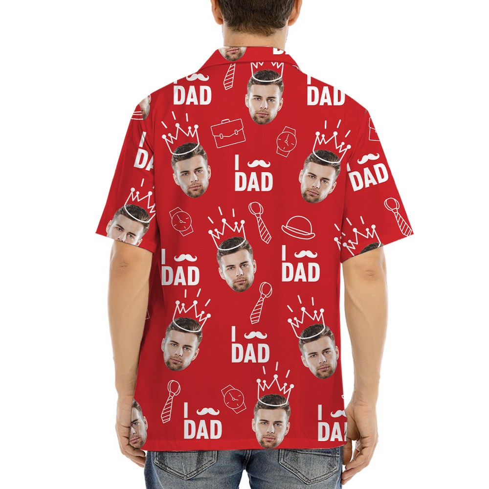 Funny Custom Dad's Face Red Hawaiian Shirt