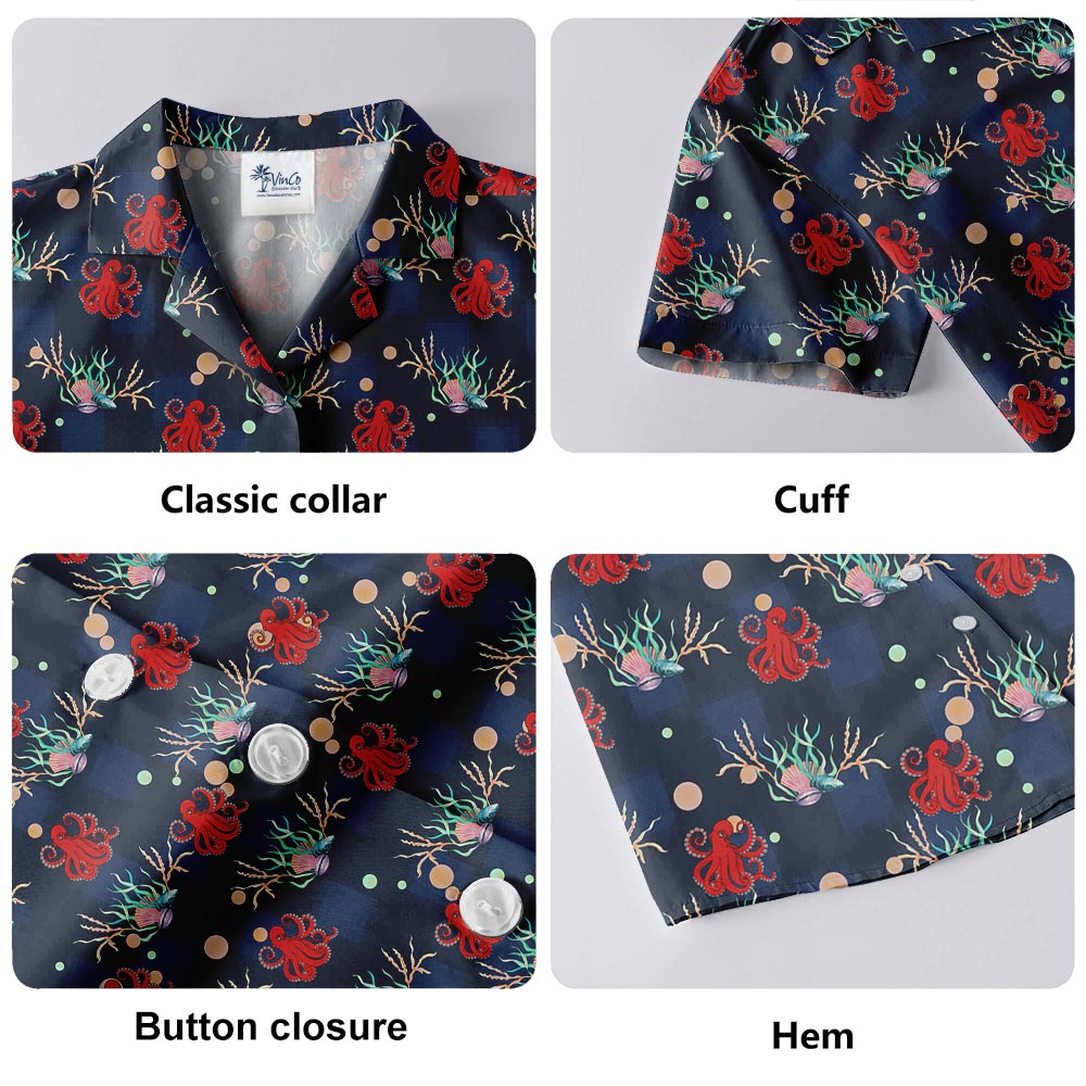 Octopus Ocean Hawaiian Shirt For Men Navy