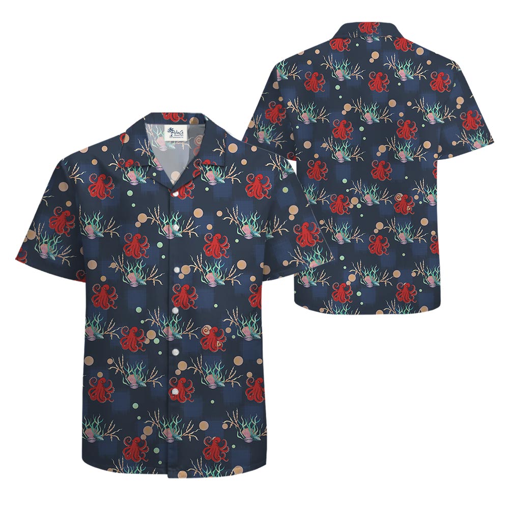 Octopus Ocean Hawaiian Shirt For Men Navy