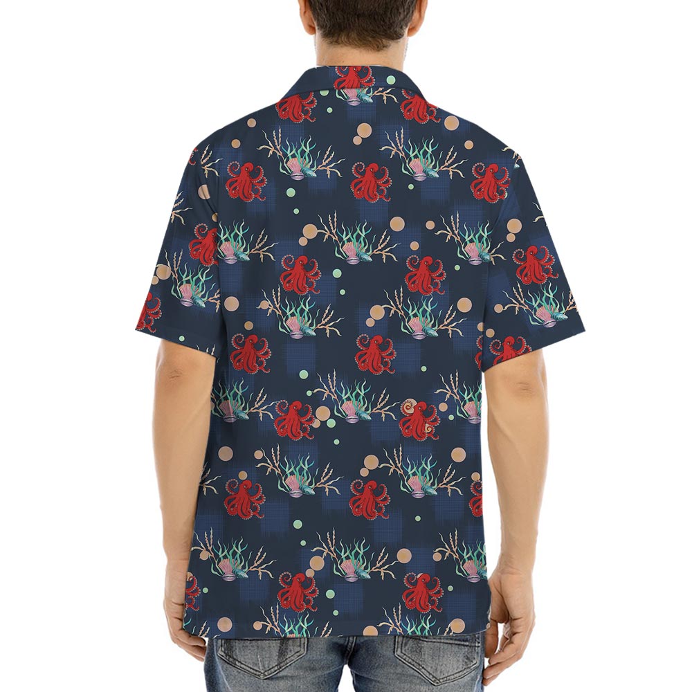 Octopus Ocean Hawaiian Shirt For Men Navy