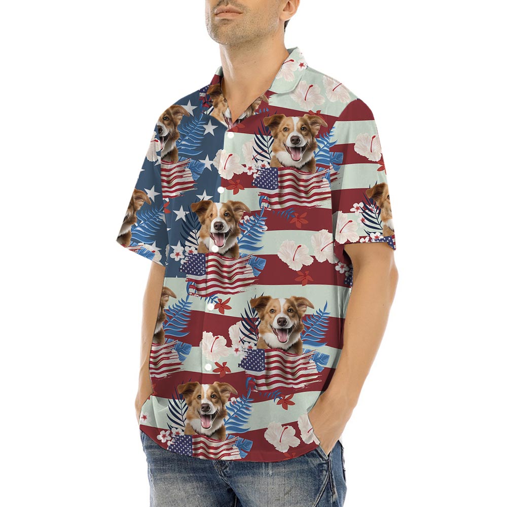 American Flag Hawaiian Button Shirts Custom Dog Cat