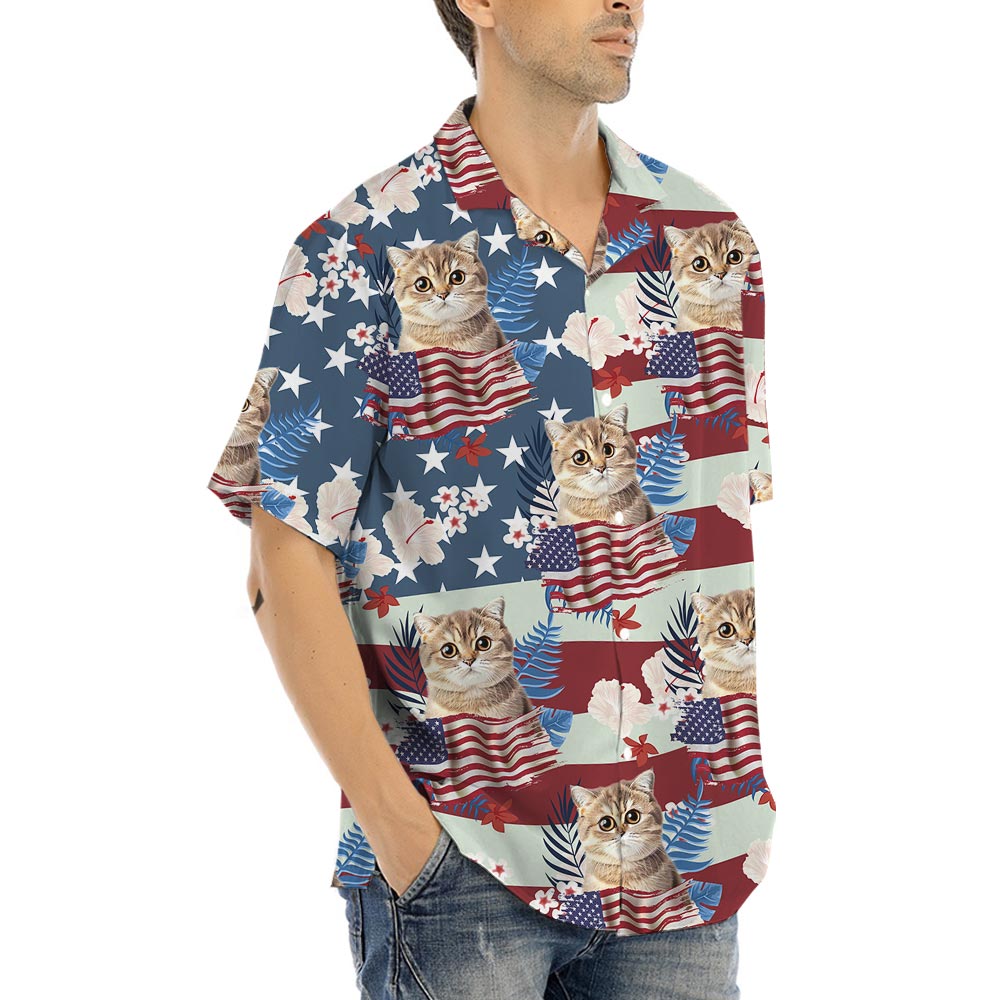 American Flag Hawaiian Button Shirts Custom Dog Cat