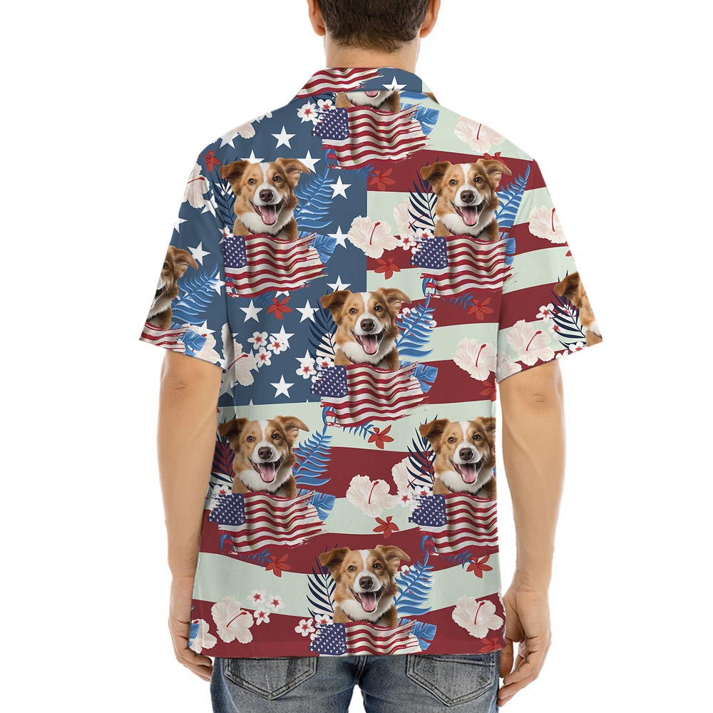 American Flag Hawaiian Button Shirts Custom Dog Cat