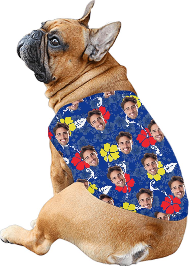 Blue Custom Family Aloha Wear With Multiple Faces