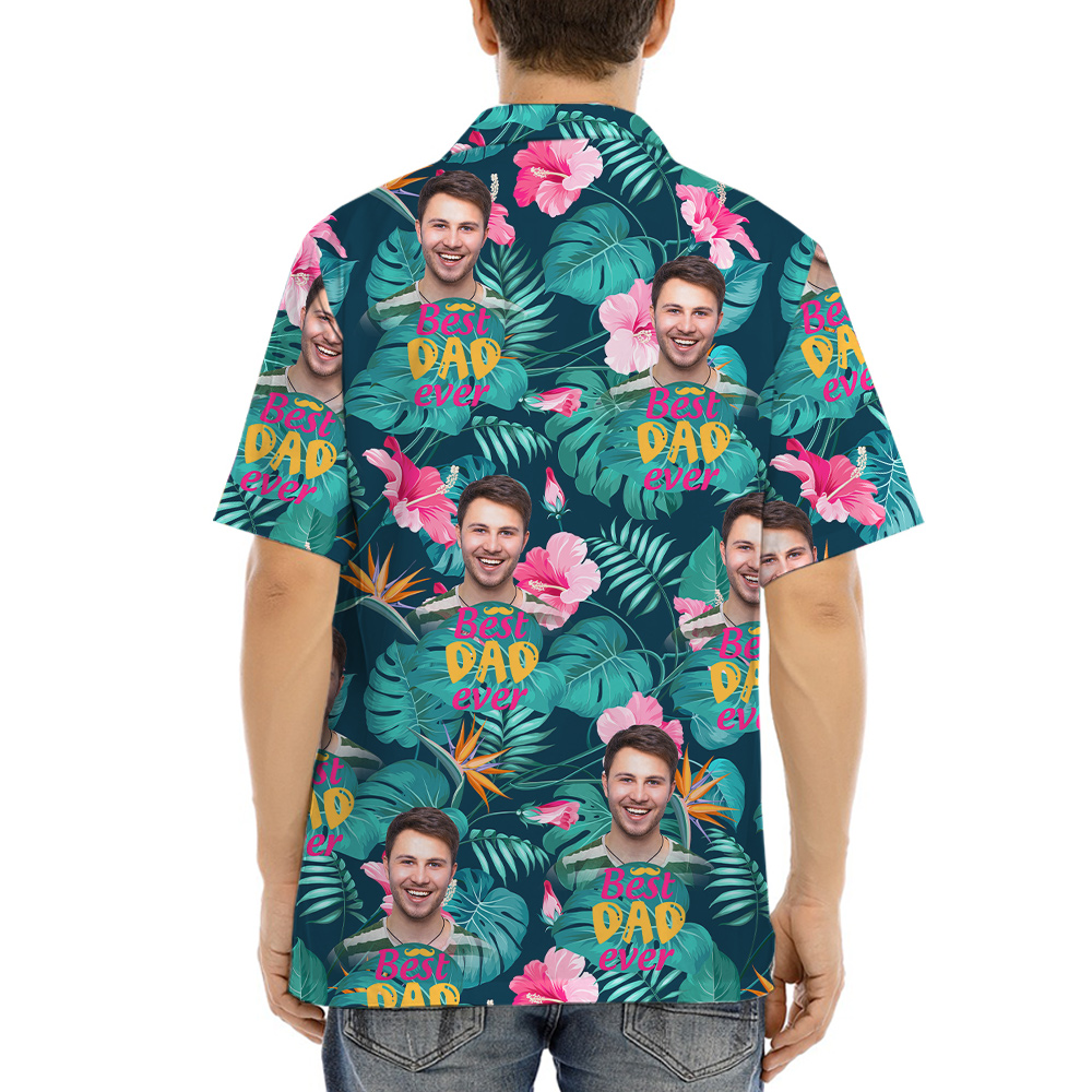 Father's Day Gift Best Dad Ever Custom Face Hawaiian Shirt