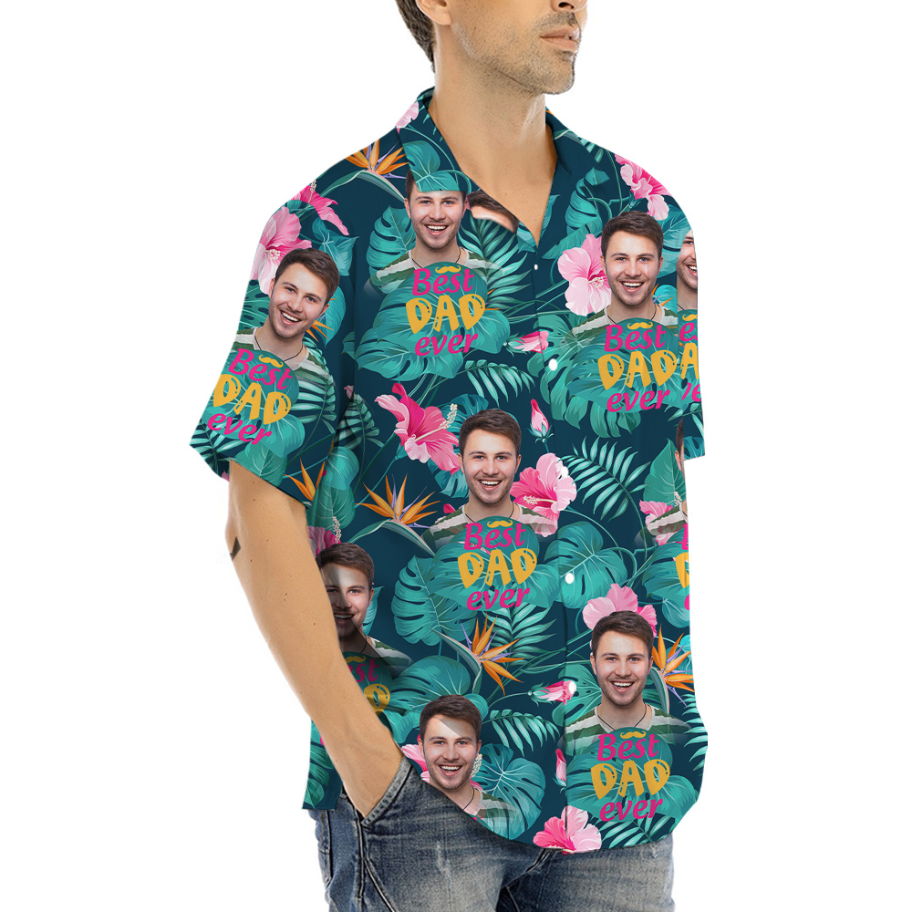 Father's Day Gift Best Dad Ever Custom Face Hawaiian Shirt
