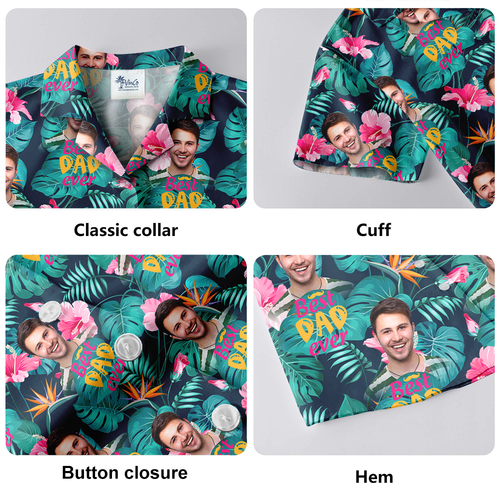 Father's Day Gift Best Dad Ever Custom Face Hawaiian Shirt