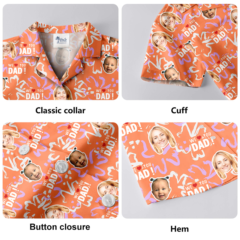 Funny Custom Face We Love You Dad Hawaiian Shirt