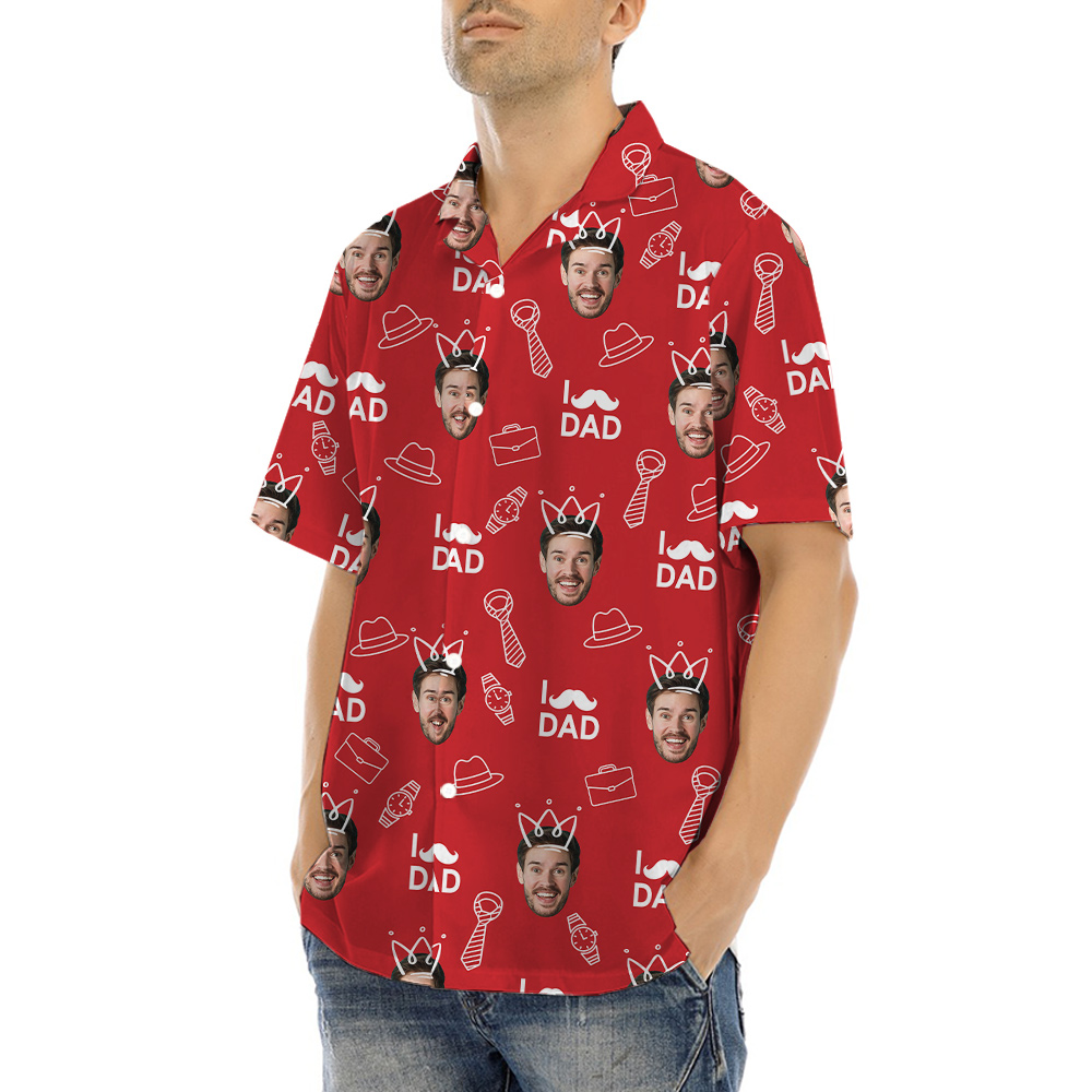 Father's Day Gift Ideas Custom Face Red Hawaiian Shirt