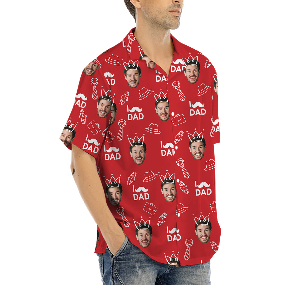 Father's Day Gift Ideas Custom Face Red Hawaiian Shirt