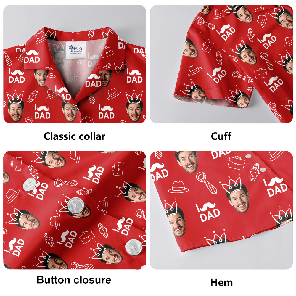 Father's Day Gift Ideas Custom Face Red Hawaiian Shirt