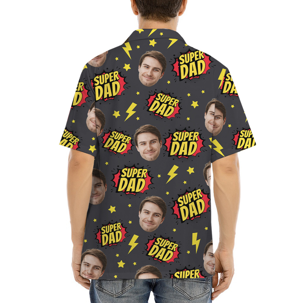Father's Day Gift Super Dad Custom Face Hawaiian Shirt