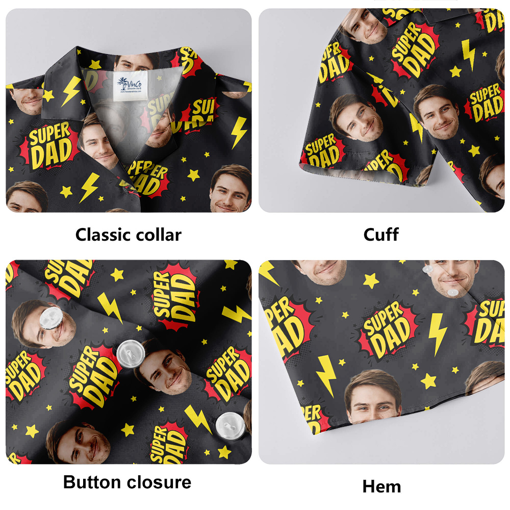 Father's Day Gift Super Dad Custom Face Hawaiian Shirt