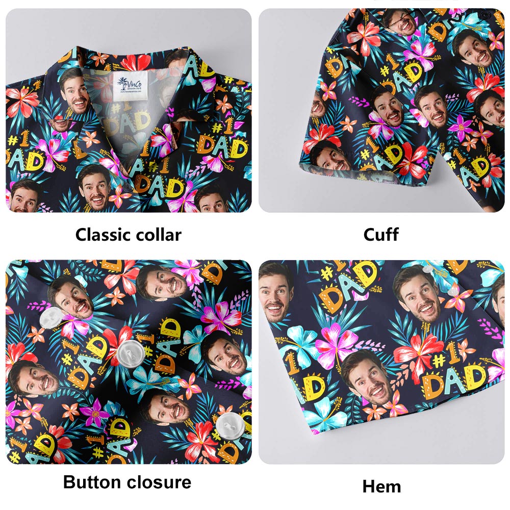 Daddy Number One Personalized Hawaiian Shirt With Faces