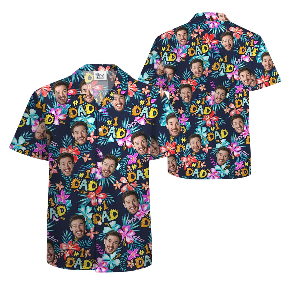 Daddy Number One Personalized Hawaiian Shirt With Faces