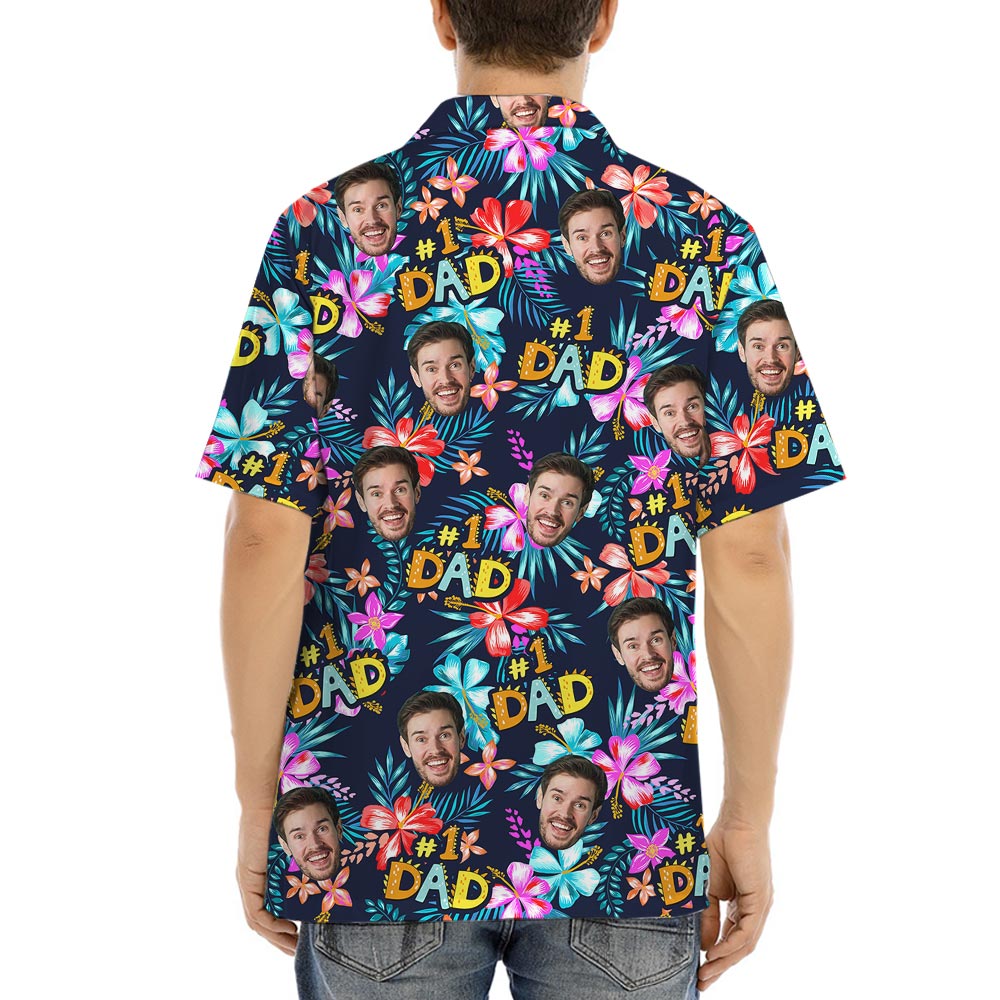 Daddy Number One Personalized Hawaiian Shirt With Faces