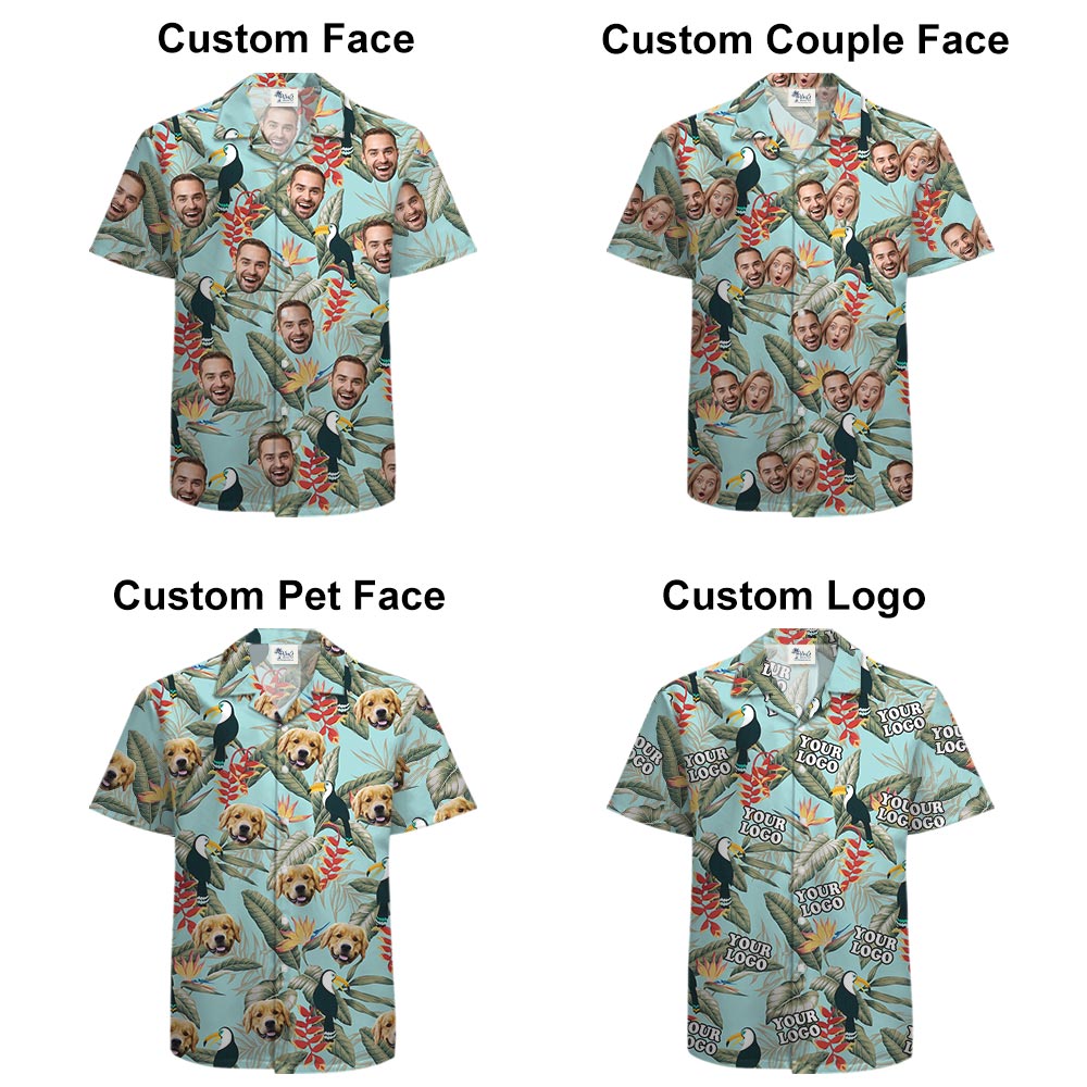 Toucan Blue Custom Logo Aloha Shirt For Men