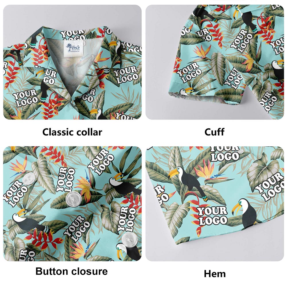 Toucan Blue Custom Logo Aloha Shirt For Men