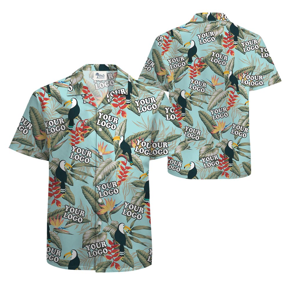 Toucan Blue Custom Logo Aloha Shirt For Men