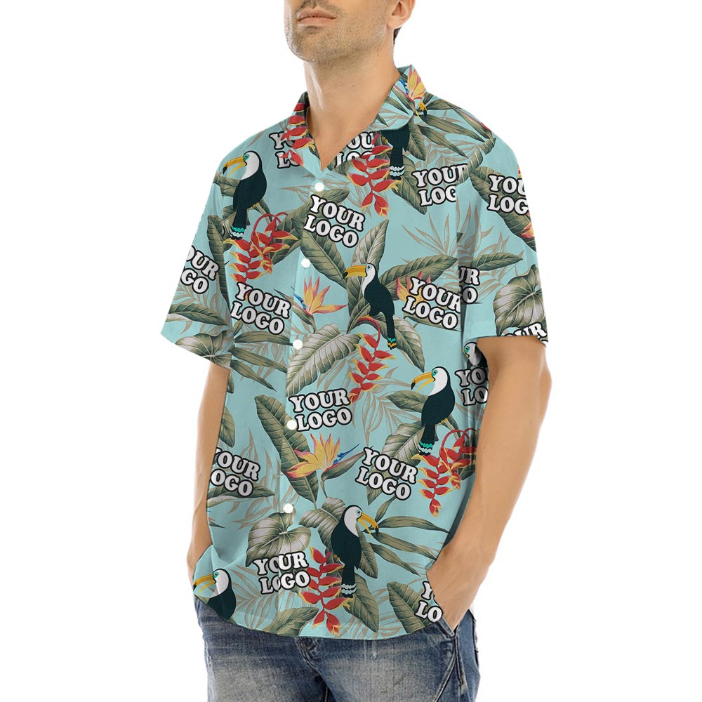 Toucan Blue Custom Logo Aloha Shirt For Men