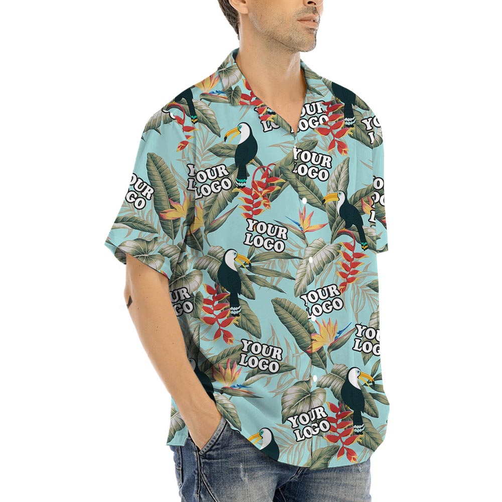 Toucan Blue Custom Logo Aloha Shirt For Men