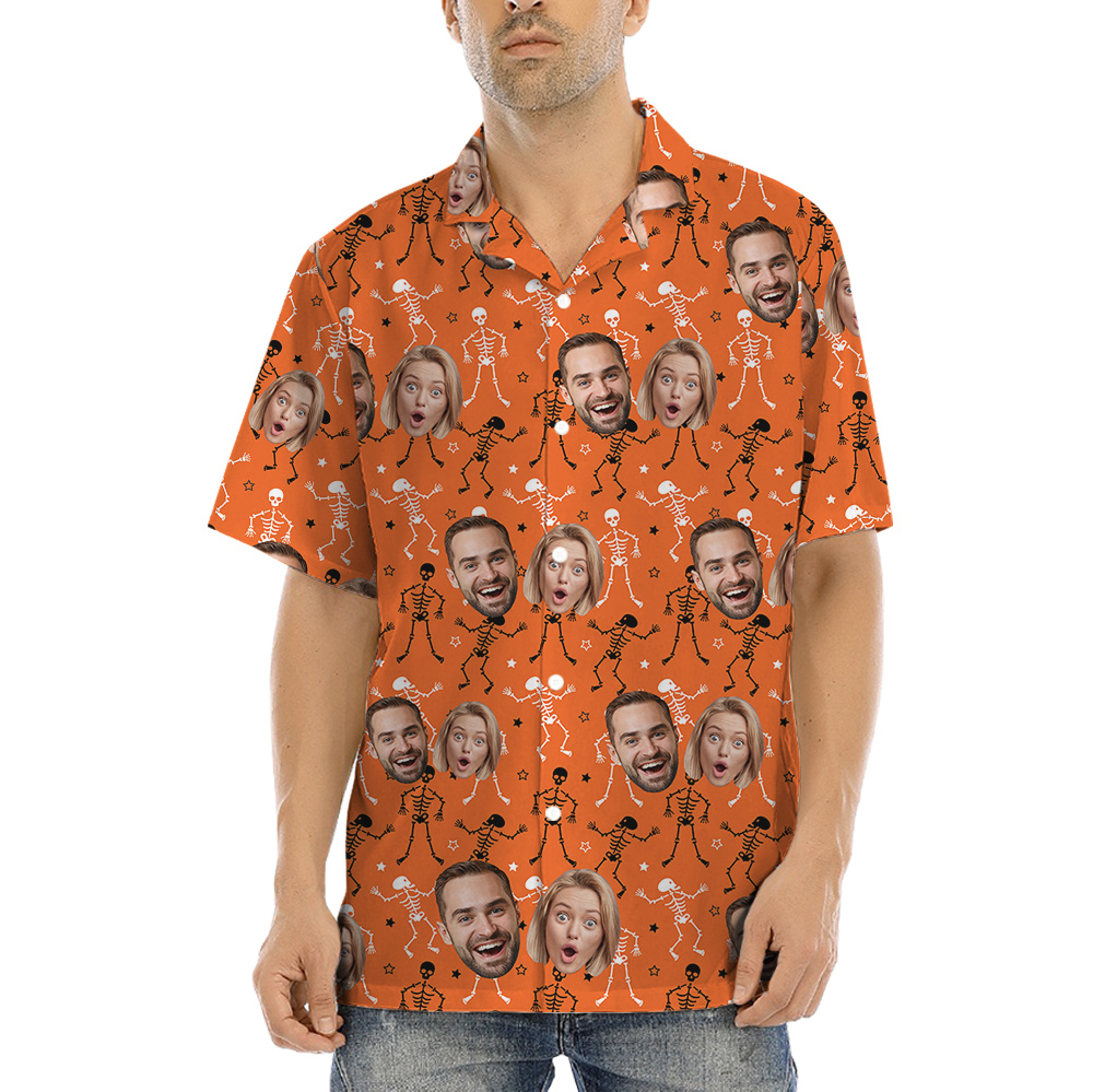Custom Couple Faces Hula Button Up Shirts